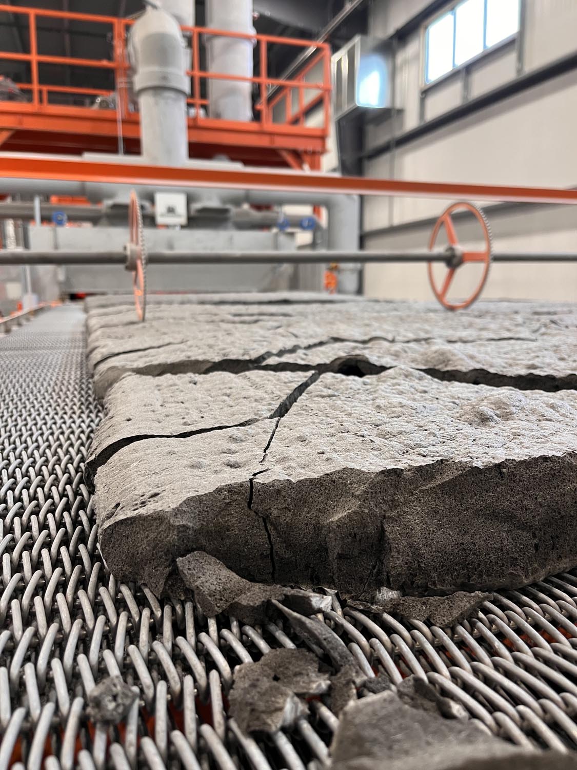 A photo demonstrating how Glavel foamed glass aggregate is made.